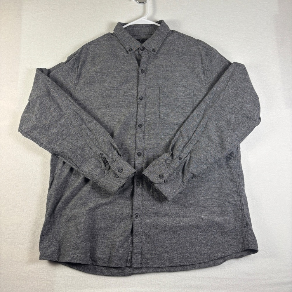Marc Anthony Mens Slim Fit Button Down Shirt XXL Grey Cotton Long Sleeve Texture